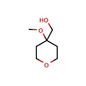 Chemical structure of (4-methoxytetrahydro-2H-pyran-4-yl)methanol , CAS 1010836-50-6, AChemBlock Q55610
