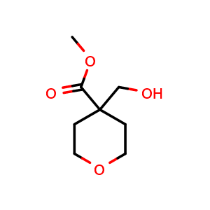 Chemical structure of methyl 4-(hydroxymethyl)tetrahydro-2H-pyran-4-carboxylate , CAS 834914-37-3, AChemBlock Q55611