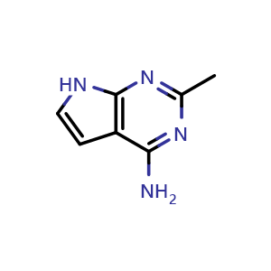 Chemical structure of 2-methyl-7H-pyrrolo[2,3-d]pyrimidin-4-amine , CAS 89852-87-9, AChemBlock Q55694