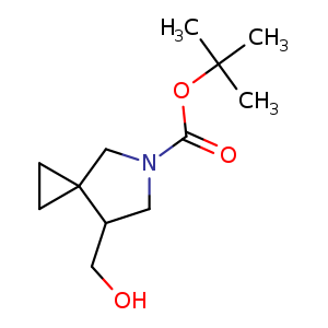 Chemical structure of tert-butyl 7-(hydroxymethyl)-5-azaspiro[2.4]heptane-5-carboxylate , CAS 1638763-90-2, AChemBlock Q55716