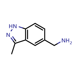 Chemical structure of (3-methyl-1H-indazol-5-yl)methanamine , CAS 267875-56-9, AChemBlock Q55732