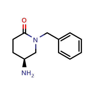 Chemical structure of (S)-5-amino-1-benzylpiperidin-2-one , CAS 620165-92-6, AChemBlock Q55741