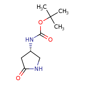 Chemical structure of tert-butyl (S)-(5-oxopyrrolidin-3-yl)carbamate , CAS 672883-23-7, AChemBlock Q55747