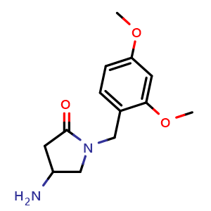 Chemical structure of 4-amino-1-(2,4-dimethoxybenzyl)pyrrolidin-2-one , CAS 1268143-94-7, AChemBlock Q55751