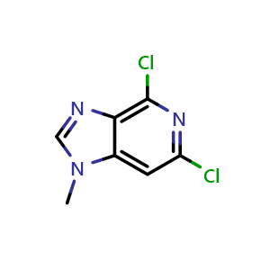Chemical structure of 4,6-dichloro-1-methyl-1H-imidazo[4,5-c]pyridine , CAS 887147-19-5, AChemBlock Q55764