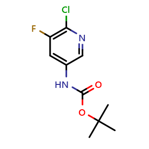 Chemical structure of tert-butyl (6-chloro-5-fluoropyridin-3-yl)carbamate , CAS 1312755-60-4, AChemBlock Q55779