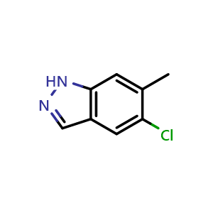 Chemical structure of 5-chloro-6-methyl-1H-indazole , CAS 1000343-64-5, AChemBlock Q55801