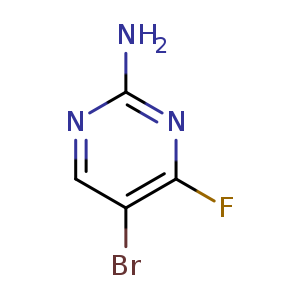 Chemical structure of 5-bromo-4-fluoropyrimidin-2-amine , CAS 1360552-57-3, AChemBlock Q55822