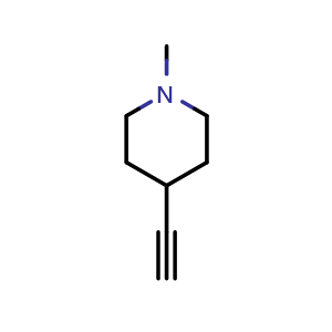 Chemical structure of 4-ethynyl-1-methylpiperidine , CAS 91324-39-9, AChemBlock Q55840