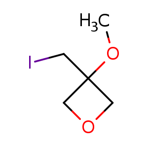 Chemical structure of 3-(iodomethyl)-3-methoxyoxetane , CAS 2306276-37-7, AChemBlock Q55867