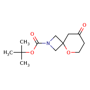 Chemical structure of tert-butyl 8-oxo-5-oxa-2-azaspiro[3.5]nonane-2-carboxylate , CAS 1936655-32-1, AChemBlock Q55871