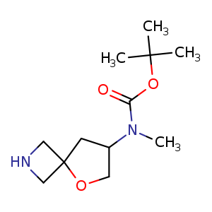 Chemical structure of tert-butyl methyl(5-oxa-2-azaspiro[3.4]octan-7-yl)carbamate , CAS 2089669-64-5, AChemBlock Q55895