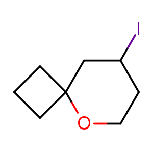 Chemical structure of 8-iodo-5-oxaspiro[3.5]nonane , CAS 1499449-36-3, AChemBlock Q55927