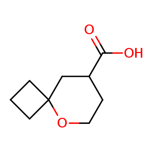 Chemical structure of 5-oxaspiro[3.5]nonane-8-carboxylic acid , CAS 1468691-26-0, AChemBlock Q55932