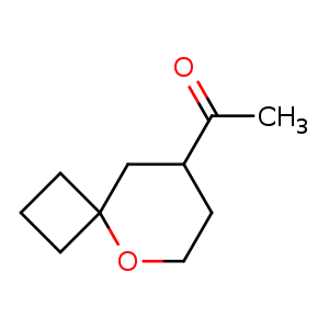 Chemical structure of 1-(5-oxaspiro[3.5]nonan-8-yl)ethan-1-one , CAS 1515737-49-1, AChemBlock Q55933