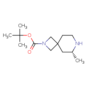 Chemical structure of tert-butyl (R)-6-methyl-2,7-diazaspiro[3.5]nonane-2-carboxylate , CAS 1932289-96-7, AChemBlock Q55946