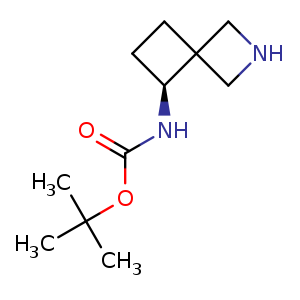 Chemical structure of tert-butyl (S)-(2-azaspiro[3.3]heptan-5-yl)carbamate , CAS 1581684-04-9, AChemBlock Q55969