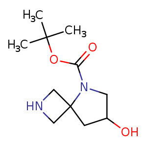 Chemical structure of tert-butyl 7-hydroxy-2,5-diazaspiro[3.4]octane-5-carboxylate , CAS 2306263-82-9, AChemBlock Q55977
