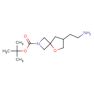 Chemical structure of tert-butyl 7-(2-aminoethyl)-5-oxa-2-azaspiro[3.4]octane-2-carboxylate , CAS 1330764-09-4, AChemBlock Q55983