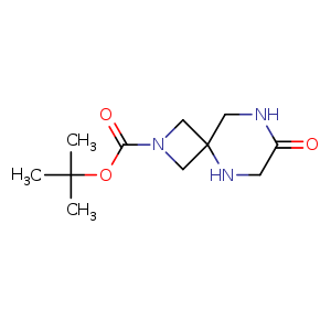 Chemical structure of tert-butyl 7-oxo-2,5,8-triazaspiro[3.5]nonane-2-carboxylate , CAS 1839060-95-5, AChemBlock Q55984