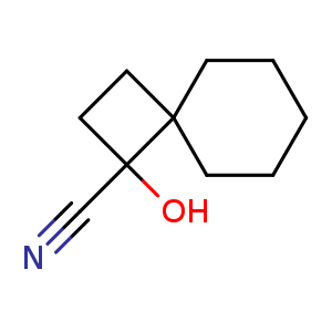 Chemical structure of 1-hydroxyspiro[3.5]nonane-1-carbonitrile , CAS 2104240-77-7, AChemBlock Q55997