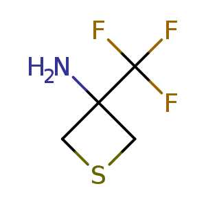 Chemical structure of 3-(trifluoromethyl)thietan-3-amine , CAS 1785397-03-6, AChemBlock Q56006