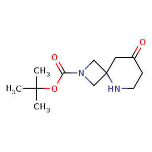 Chemical structure of tert-butyl 8-oxo-2,5-diazaspiro[3.5]nonane-2-carboxylate , CAS 1483940-38-0, AChemBlock Q56013
