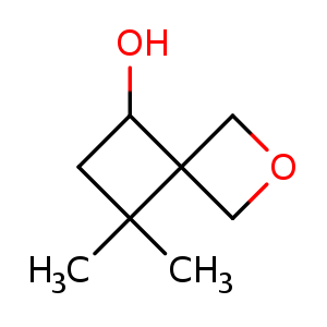 Chemical structure of 7,7-dimethyl-2-oxaspiro[3.3]heptan-5-ol , CAS 2091637-94-2, AChemBlock Q56031