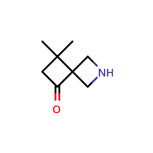 Chemical structure of 7,7-dimethyl-2-azaspiro[3.3]heptan-5-one , CAS 2168211-80-9, AChemBlock Q56035