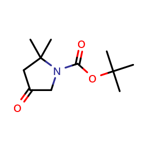 Chemical structure of tert-butyl 2,2-dimethyl-4-oxopyrrolidine-1-carboxylate , CAS 1456616-45-7, AChemBlock Q56038