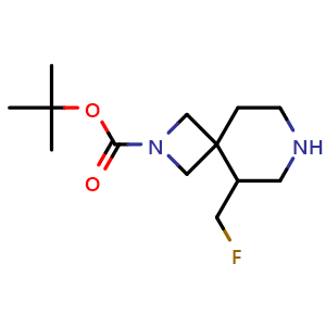 Chemical structure of tert-butyl 5-(fluoromethyl)-2,7-diazaspiro[3.5]nonane-2-carboxylate , CAS 1357353-43-5, AChemBlock Q56045