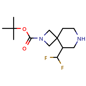 Chemical structure of tert-butyl 5-(difluoromethyl)-2,7-diazaspiro[3.5]nonane-2-carboxylate , CAS 1357353-93-5, AChemBlock Q56046