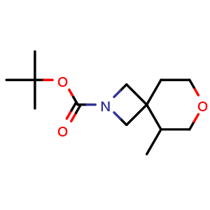Chemical structure of tert-butyl 5-methyl-7-oxa-2-azaspiro[3.5]nonane-2-carboxylate , CAS 2306272-21-7, AChemBlock Q56109