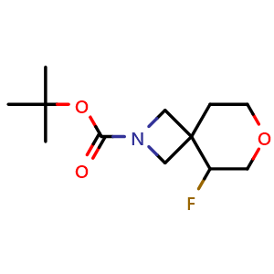 Chemical structure of tert-butyl 5-fluoro-7-oxa-2-azaspiro[3.5]nonane-2-carboxylate , CAS 2306262-61-1, AChemBlock Q56110