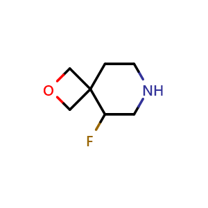Chemical structure of 5-fluoro-2-oxa-7-azaspiro[3.5]nonane , CAS 2091478-15-6, AChemBlock Q56116