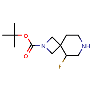 Chemical structure of tert-butyl 5-fluoro-2,7-diazaspiro[3.5]nonane-2-carboxylate , CAS 1263178-67-1, AChemBlock Q56136