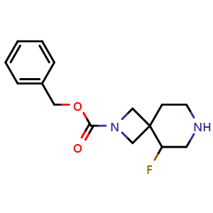 Chemical structure of benzyl 5-fluoro-2,7-diazaspiro[3.5]nonane-2-carboxylate , CAS 2306260-83-1, AChemBlock Q56138