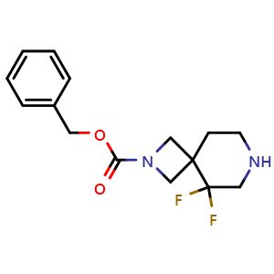 Chemical structure of benzyl 5,5-difluoro-2,7-diazaspiro[3.5]nonane-2-carboxylate , CAS 2306265-49-4, AChemBlock Q56139