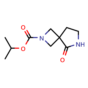 Chemical structure of isopropyl 5-oxo-2,6-diazaspiro[3.4]octane-2-carboxylate , CAS 1194374-41-8, AChemBlock Q56169