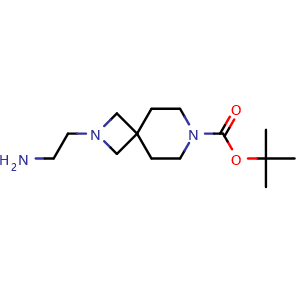 Chemical structure of tert-butyl 2-(2-aminoethyl)-2,7-diazaspiro[3.5]nonane-7-carboxylate , CAS 1441357-10-3, AChemBlock Q56173