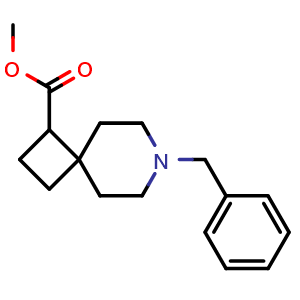 Chemical structure of methyl 7-benzyl-7-azaspiro[3.5]nonane-1-carboxylate , CAS 2306264-18-4, AChemBlock Q56180