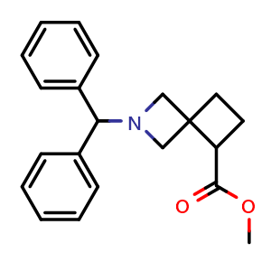 Chemical structure of methyl 2-benzhydryl-2-azaspiro[3.3]heptane-5-carboxylate , CAS 1263296-85-0, AChemBlock Q56195