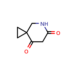 Chemical structure of 5-azaspiro[2.5]octane-6,8-dione , CAS 845267-72-3, AChemBlock Q56209