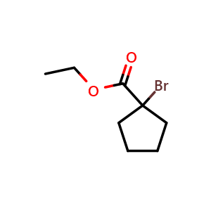 Chemical structure of ethyl 1-bromocyclopentane-1-carboxylate , CAS 30038-94-9, AChemBlock Q56218