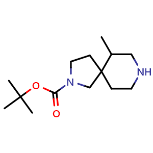 Chemical structure of tert-butyl 6-methyl-2,8-diazaspiro[4.5]decane-2-carboxylate , CAS 1781882-02-7, AChemBlock Q56256