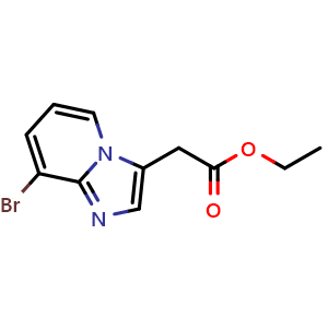 Chemical structure of ethyl 2-(8-bromoimidazo[1,2-a]pyridin-3-yl)acetate , CAS 1363380-65-7, AChemBlock Q56274