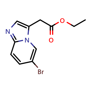 Chemical structure of ethyl 2-(6-bromoimidazo[1,2-a]pyridin-3-yl)acetate , CAS 603311-76-8, AChemBlock Q56275