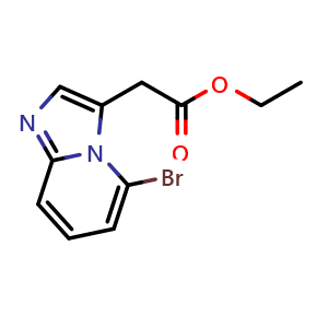 Chemical structure of ethyl 2-(5-bromoimidazo[1,2-a]pyridin-3-yl)acetate , CAS 1363381-02-5, AChemBlock Q56276