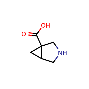 Chemical structure of 3-azabicyclo[3.1.0]hexane-1-carboxylic acid , CAS 63618-04-2, AChemBlock Q56283