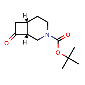 Chemical structure of tert-butyl (1R,6S)-8-oxo-3-azabicyclo[4.2.0]octane-3-carboxylate , CAS 1251004-25-7, AChemBlock Q56286